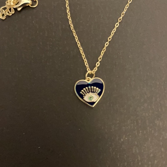 New 14KT gold plate sterling silver enamel evil eye necklace. - Picture 2 of 4